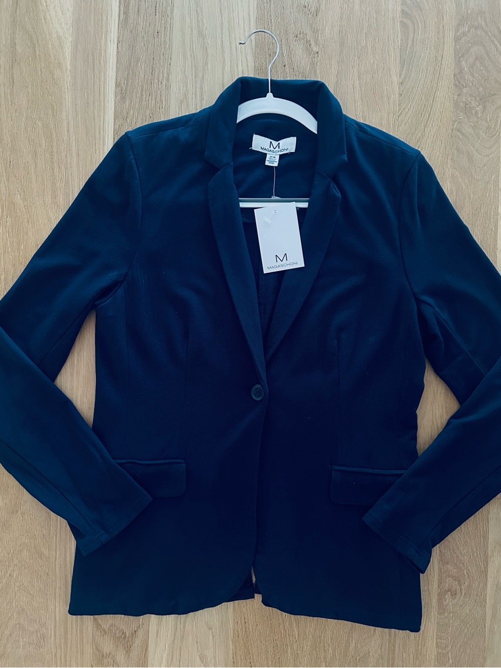 Magaschoni Sweatshirt Athleisure Navy Single-Button Tailored Blazer, M, New